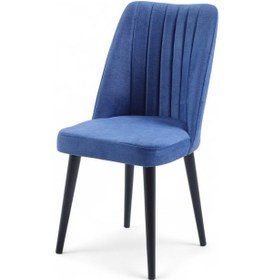 Resim Polo Sandalye - Jerika Saks Mavi - Ahşap Siyah Ayak 