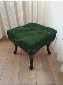 Resim Kapitoneli Makyaj Pufu Ayak Ucu Puf Siyah Ayak 45 45 Yeşil 