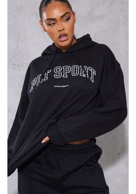 Resim Plt Sport Eşofman Takımı Sweatshirt Jogger - Siyah Baskılı Oversize Şardonlu Kapüşonlu Lastik Paça Siyah 