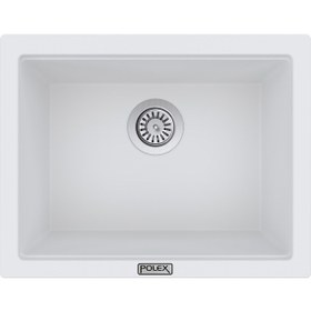 Resim Polex Cristalüx Granit Evye P-09 Beyaz Tezgah Altı Ve Tezgah Üstü Kare Mutfak Evyesi 55.5x43.5 CM 