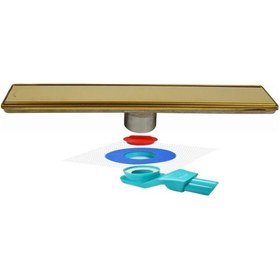 Resim Sukar Duş Kanalı Line 6 Gold Altın Izgaralı 60 Cm Ve Yalıtım Kiti 