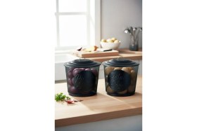 Resim Feyza Design 2'li Siyah Soğan ve Patates Kova Seti, Pratik ve Şık Saklama Çözümü 