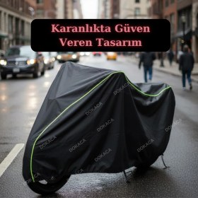 Resim Dokaca Neo Siyah Neon Fitilli Arka Çanta Uyumlu Yamaha Majesty 400 Uyumlu Motosiklet Brandası, Koruyucu Örtü 