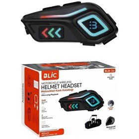 Resim Motor Kask Kulaklık Rgb Modlu Motosiklet Kulaklık Su Geçirmez 5.4 Bluetooth Intercom Blb 36 