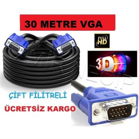 Resim 30 Metre Vga Monitör Projeksiyon Tv Görüntü Kablo 