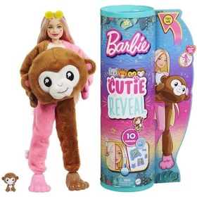 Resim Barbie Cutie Reveal Bebekler Barbie Tropikal Orman Serisi - Maymun HKR01 
