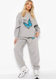 Resim LAND MODA Kadın Panda Baskılı Sweatshirt Alt Üst Eşofman Takımı 
