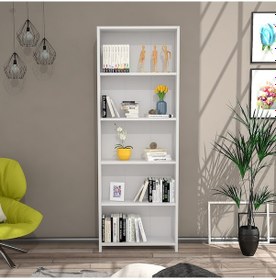 Resim Nurmobilya Nur Mobilya Melissa 5 Raflı Kitaplık Beyaz 