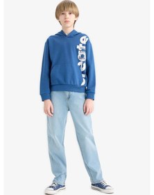 Resim DeFacto Erkek Çocuk Kapüşonlu Kanguru Cepli Baskılı Sweatshirt D7713A825SPIN27 