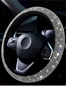 Resim Universal Oto Komple Gümüş Taşlı Geçme Direksiyon Kılıfı Bayanlara Özel Tasarım 37-38cm A Plus 