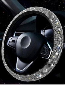 Resim Universal Oto Komple Gümüş Taşlı Geçme Direksiyon Kılıfı Bayanlara Özel Tasarım 37-38cm A Plus 