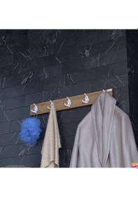 Resim Modilayn Arı 9 Kancalı Banyo Askısı 3'lü Set 36,4x9,6cm Şık Tasarım Ekstra Düzen Ve Yer Tasarrufu Safir Meşe 