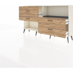 Resim Arges Konsol Tek Raflı 4 Çekmeceli 176x30x99 Aytaşı-antrasit/çam Aytaşı-antrasit/çam 
