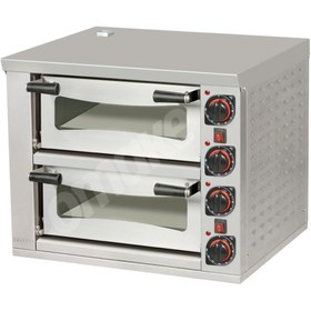 Resim OMAKE Elektrikli Pizza Fırını 2xø39 cm Kapasiteli 2 Katlı 40X40 Manuel 
