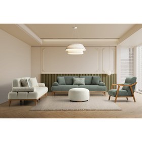 Resim Yuvaset Home Tera Ahşap Ayaklı 3+3+1 Koltuk Takımı 