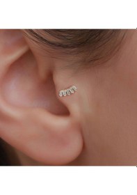Resim 14 Ayar Altın Beşli Baget Tragus Piercing Sarı 