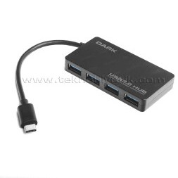 Resim Dark Connect Master 4 Adet USB 3.1 Port USB Type-C HUB (DK-AC-USB31X4) 