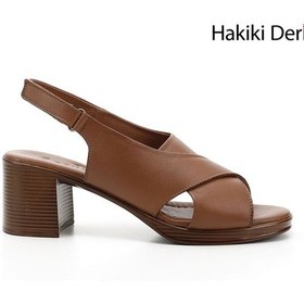 Resim Gönderi R Taba Antik Cırt Bantlı Kalın Topuklu Hakiki Deri Sandalet Taba 