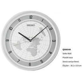 Resim Seiko Qxa814a Metalik Renkli Plastik Kasa Dünya Haritası Sessiz Saniyeli Duvar Saati Çok Renkli 