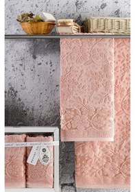 Resim Annem Livya Ve Çeyizlik Trend Cotton 2'li El,banyo Havlu Set 50x90 1adet,70x140 1adet Kutulu pudra 