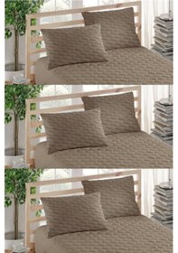 Resim Ely Parker Renkli Yastık Alezi (6 adet) %100 Pamuk Kapitoneli Yastık Koruyucu Yastık Kılıfı Kahve 