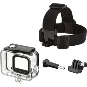 Resim Gplus GO209 Gopro Hero 13 Hero 12 Hero 11 Hero 10 Hero 9 Black Uyumlu 60 Metre Su Geçirmez Koruyucu Muhafaza GP24 Kafa Bandı 4 Parça Set 