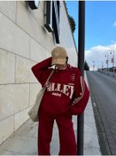Resim Üç İplik Yakalı Sweat Baggy Pantalonlu Takım - Bordo 