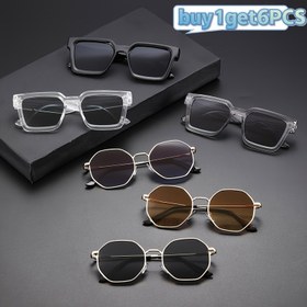 Resim Popüler Seçim] Erkekler için 6 Çift Klasik Kare Geometrik Çerçeve Trend Dekoratif Moda Gözlükleri 