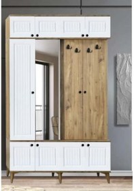 Resim Yağmur Kare Çam-beyaz Portmanto Beyaz 