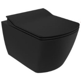 Resim Creavit Eg321 Elegant Rim-off Kanalsız Duroplast Yavaş Kapanan Klozet Kapaklı Kömür Karası Mat Siyah Set Mat Siyah 