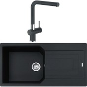 Resim Franke Urban Ubg 611-100 Tek Gözlü Granit Eviye + Active Plus Doccia Armatür (Nero) 