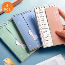 Resim 4 kelime defteri ve 5 vurgulayıcı, her biri 88 sayfa, kompakt ve taşınabilir, kalın ve mürekkep dayanıklı, bej göz koruma kağıdı, sınav hazırlığı, dil öğrenme, not alma, çalışma, ofis vb. için uygun. Sevgililer Günü 