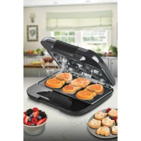 Resim Elektrikli Waffle Makinesi Çocuk Portatif Kırmızı Mutfak Mini Waffle Izgara 