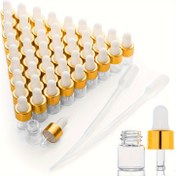 Resim 50 adet Mini Şeffaf Cam Damlatıcı Şişeler, 1ml (1/4 Dram) - Seyahat & Örnekler için Pipetli Esansiyel Yağ & Parfüm Vial'ları, 2 Damlatıcı, Göz Damlatıcısı, Sıvı Kap içerir 