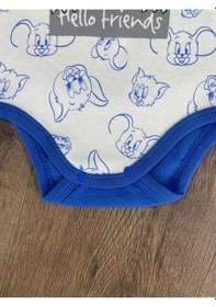 Resim 2d2b Hello Friends Alttan Çıtçıtlı Bereli Unisex 3lü Bebek Takım Mavi 
