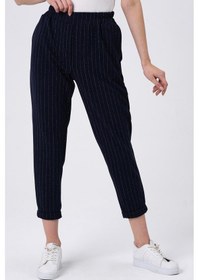 Resim Alexander Gardi ALEXANDERGARDI BELİ LASTİKLİ ÇİZGİLİ PANTOLON (B22-136A) Lacivert 