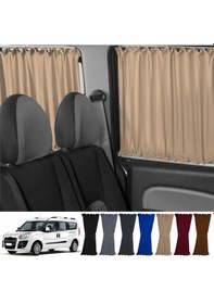 Resim Pandami Fiat Doblo Iı Uzun Şase 2010-2023 Uyumlu Krem Raylı Oto Perde Takımı 