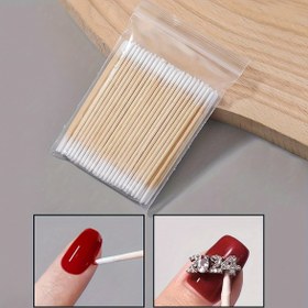 Resim 100 Adet Bud Uçlu Ahşap Çubuklar - Tırnak Cilası Temizleme, Manikür ve Nail Art için Hassas Detaylandırma Araçları - Tırnağa Nazik, Hijyenik Tek Kullanımlık Çubuklar (100 Adet) 