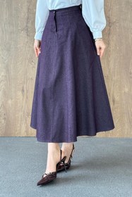 Resim Hazamoda Kot Etek Mürdüm 