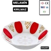 Resim Avangart Mutfak 12 ADET - Kırılmaz Melamin Kahveci Çay Tabağı 10 cm Kırmızı, Beyaz Yaldızlı 