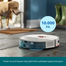 Resim Philips Otomatik Istasyonlu Islak Kuru Robot Süpürge 10.000 Pa Güç Çift Döner Mop Teknolojisi Yasaklı Alan Seçimi ve Çok Katlı Haritalama Özelliği 