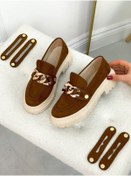Resim ERVANIN BUTİĞİ Taba Süet (FABİO) Üç Tokalı Kadın Loafer 