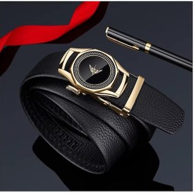 Resim William Polo Williampolo Hakiki Deri Erkek Gold Tokalı Kemer Siyah 