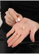 Resim Tesbihane Papatya Tasarım Gold Renk 925 Ayar Gümüş Kadın Küpe 