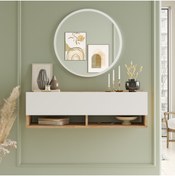 Resim L'occi Concept Simon 100 Cm Aynalı Raflı Kapaklı Dresuar Antre Hol Çam-beyaz 