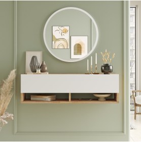 Resim L'occi Concept Simon 100 Cm Aynalı Raflı Kapaklı Dresuar Antre Hol Çam-beyaz 