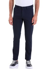 Resim Hatemoğlu Lacivert D. Slim Fit Desenli Pamuklu Yandan Cep Kanvas Pantolon Lacivert 