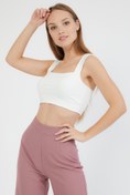 Resim LAMODEMAPASS Beyaz Kalın Askılı Crop Top 