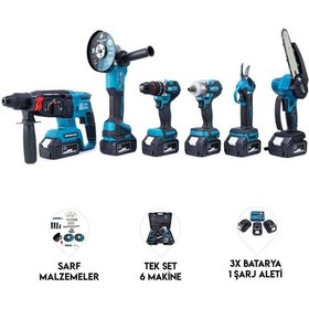 Resim Chelıkbeı 36v36 Mk Akülü Budamalı Vidalama Seti 6'li Mavi 