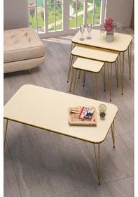 Resim Uslucan Alışveriş Zigon Sehpa Kr Ve Orta Sehpa Kr Set Çift Gold Krem Tel 1114 Çok Renkli 